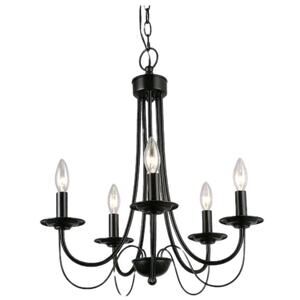 LNC HOME 5-Light Chandelier Matte-Black Finish A02894 [B7]